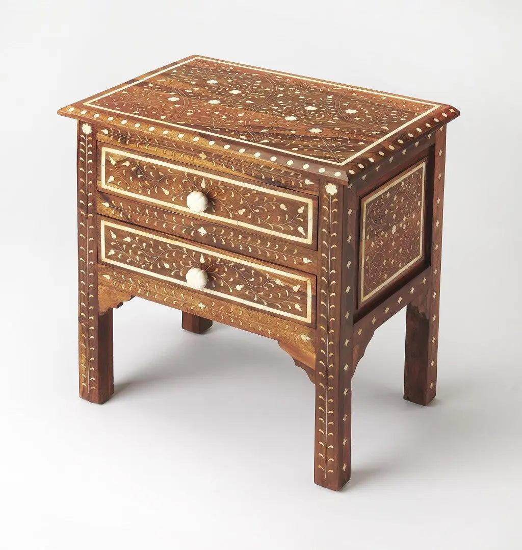 22" Brown And White Solid Wood Frame Standard Accent Chest With Two Drawers Homeroots Kitchen & Dining