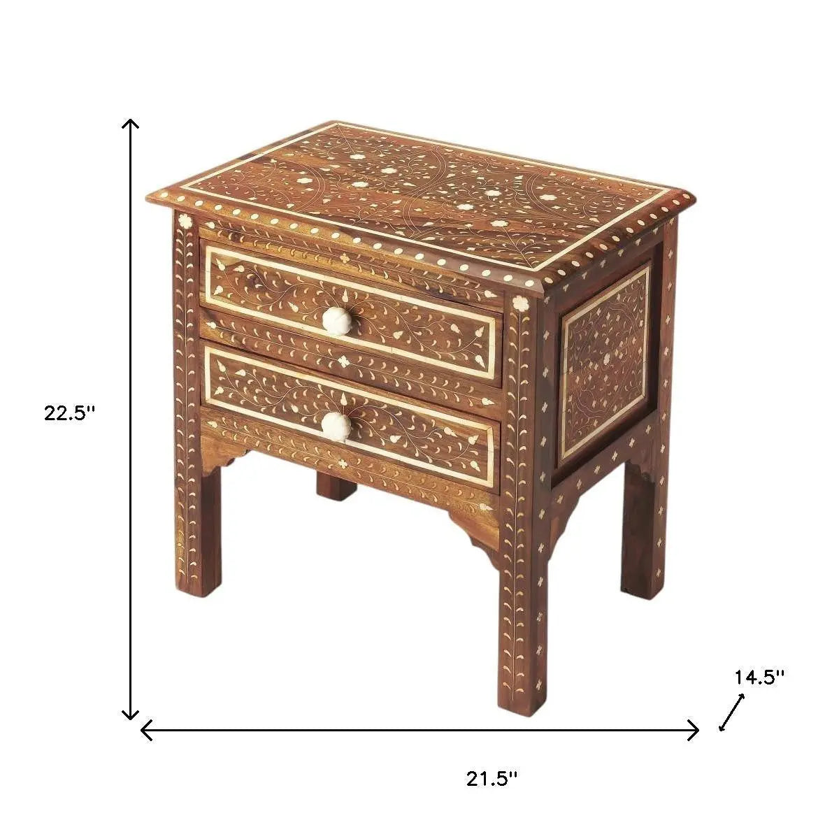 22" Brown And White Solid Wood Frame Standard Accent Chest With Two Drawers Homeroots Kitchen & Dining