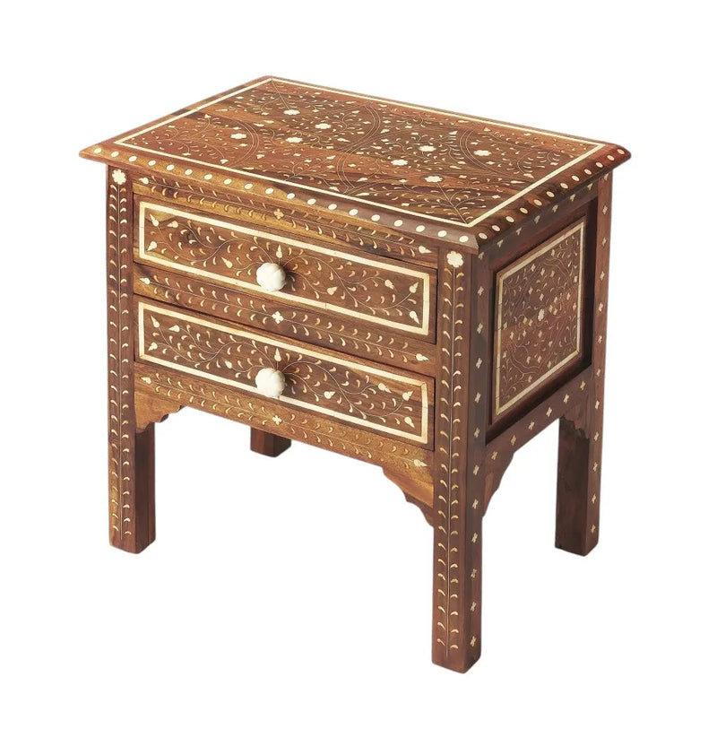 22" Brown And White Solid Wood Frame Standard Accent Chest With Two Drawers Homeroots Kitchen & Dining