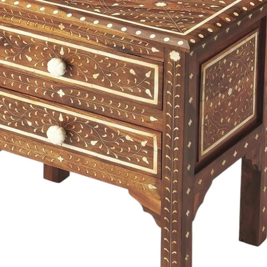 22" Brown And White Solid Wood Frame Standard Accent Chest With Two Drawers Homeroots Kitchen & Dining