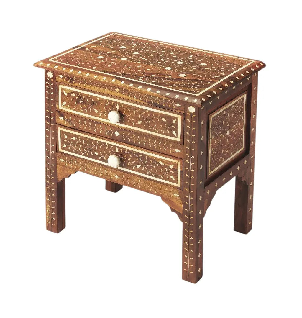 22" Brown And White Solid Wood Frame Standard Accent Chest With Two Drawers Homeroots Kitchen & Dining