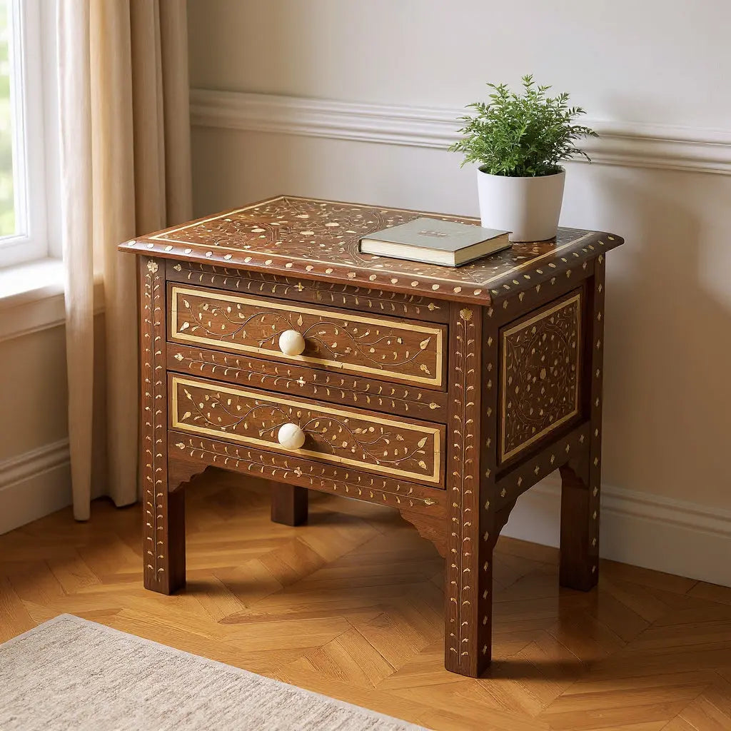 22" Brown And White Solid Wood Frame Standard Accent Chest With Two Drawers Homeroots Kitchen & Dining