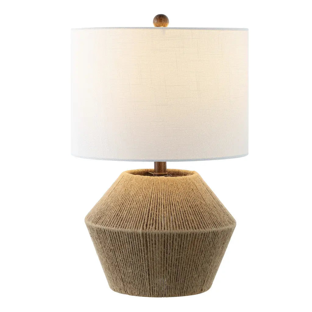 22" Brown Novelty Bedside Lamp With Drum Shade Homeroots Lighting