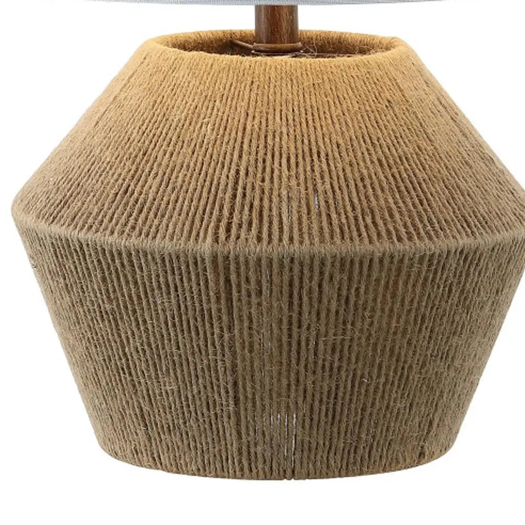 22" Brown Novelty Bedside Lamp With Drum Shade Homeroots Lighting