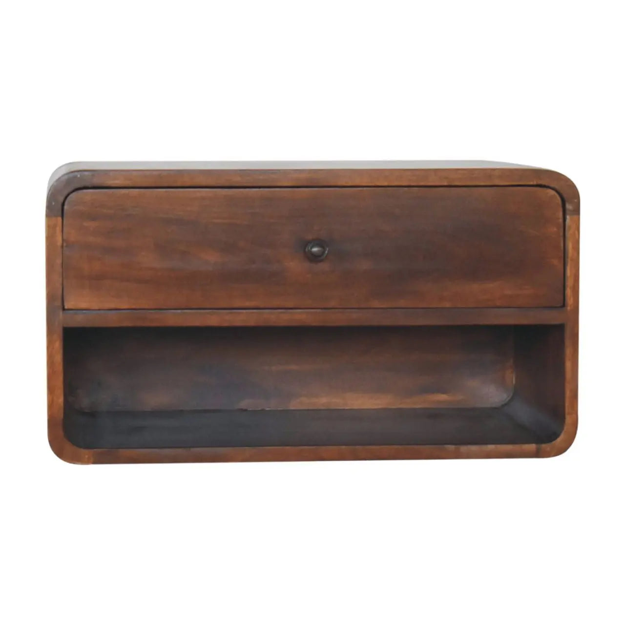 22" Brown Solid Wood One Drawer Floating Nightstand Homeroots Bed & Bath