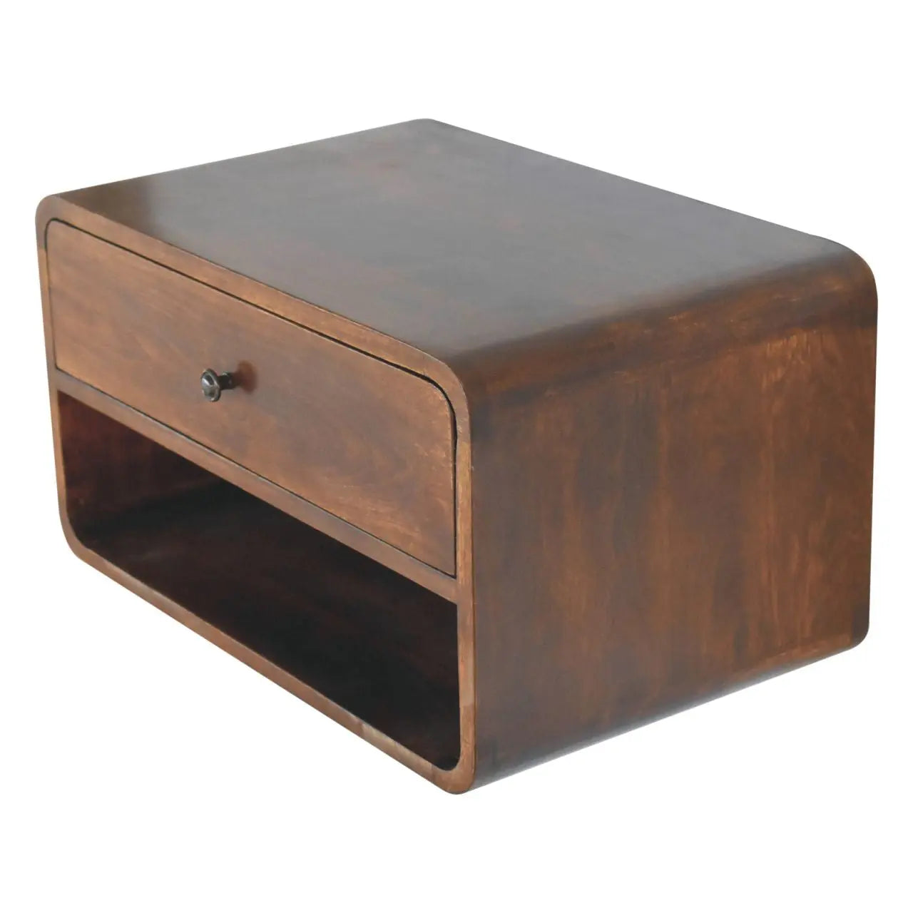 22" Brown Solid Wood One Drawer Floating Nightstand Homeroots Bed & Bath
