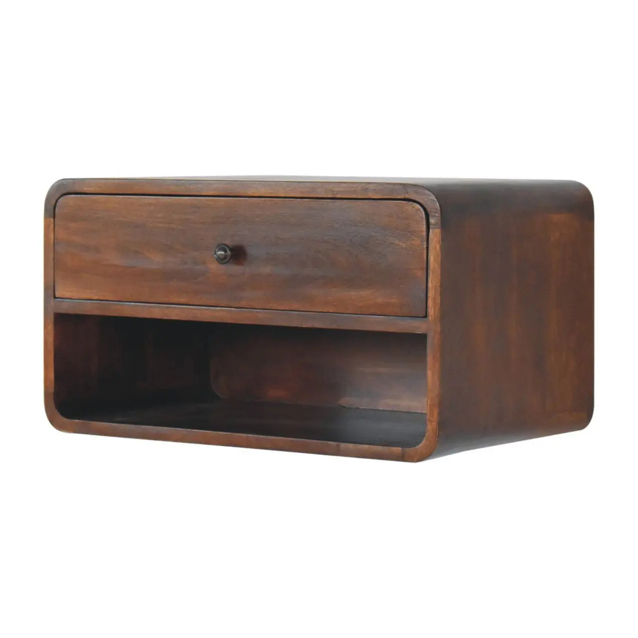 22" Brown Solid Wood One Drawer Floating Nightstand Homeroots Bed & Bath