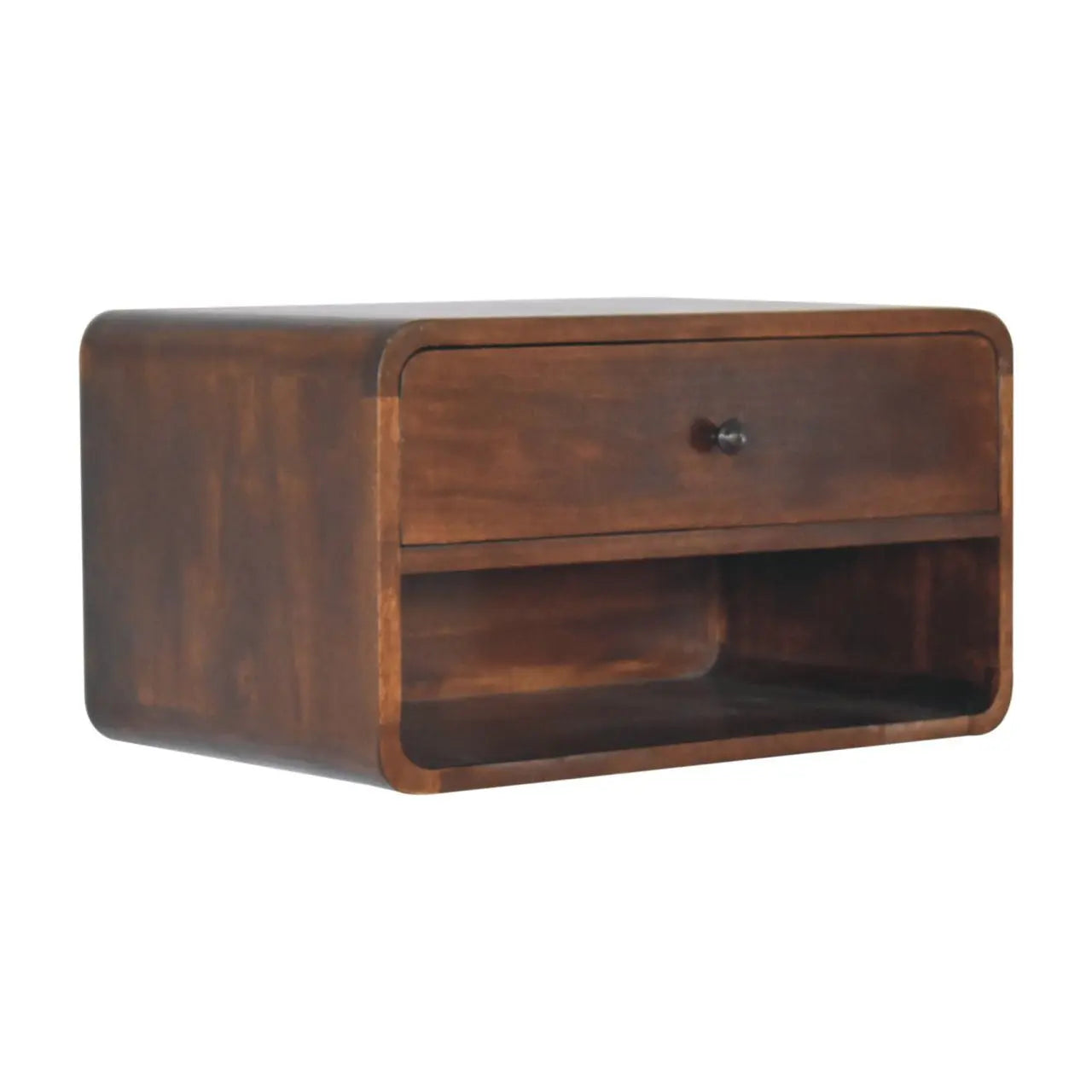 22" Brown Solid Wood One Drawer Floating Nightstand Homeroots Bed & Bath