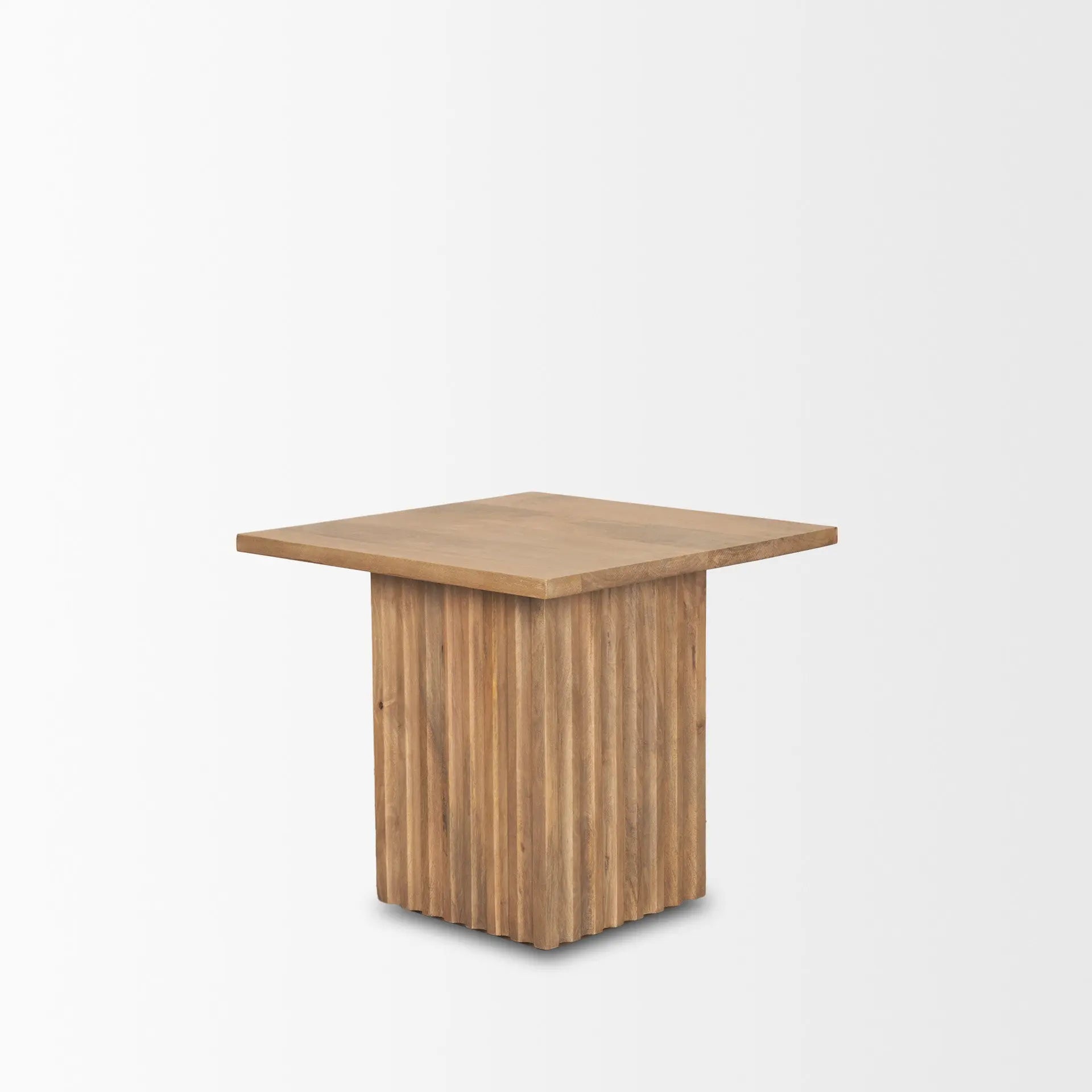 22" Brown Solid Wood Square Block End Table Homeroots Living Room