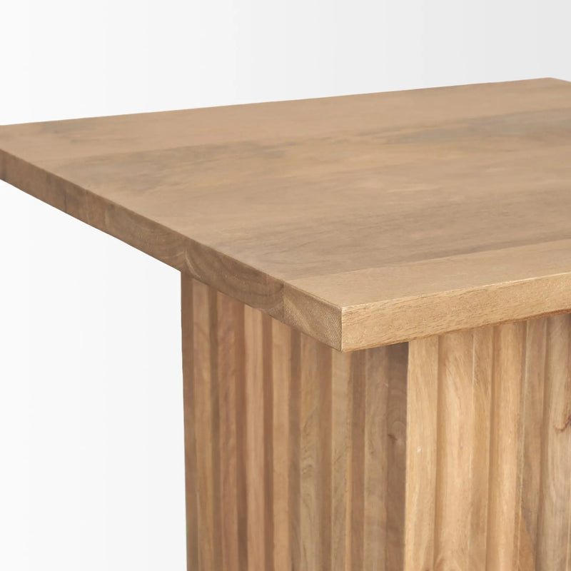 22" Brown Solid Wood Square Block End Table Homeroots Living Room