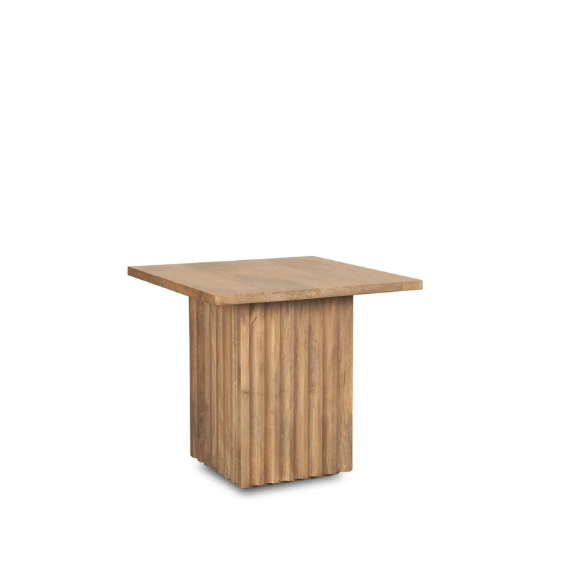 22" Brown Solid Wood Square Block End Table Homeroots Living Room