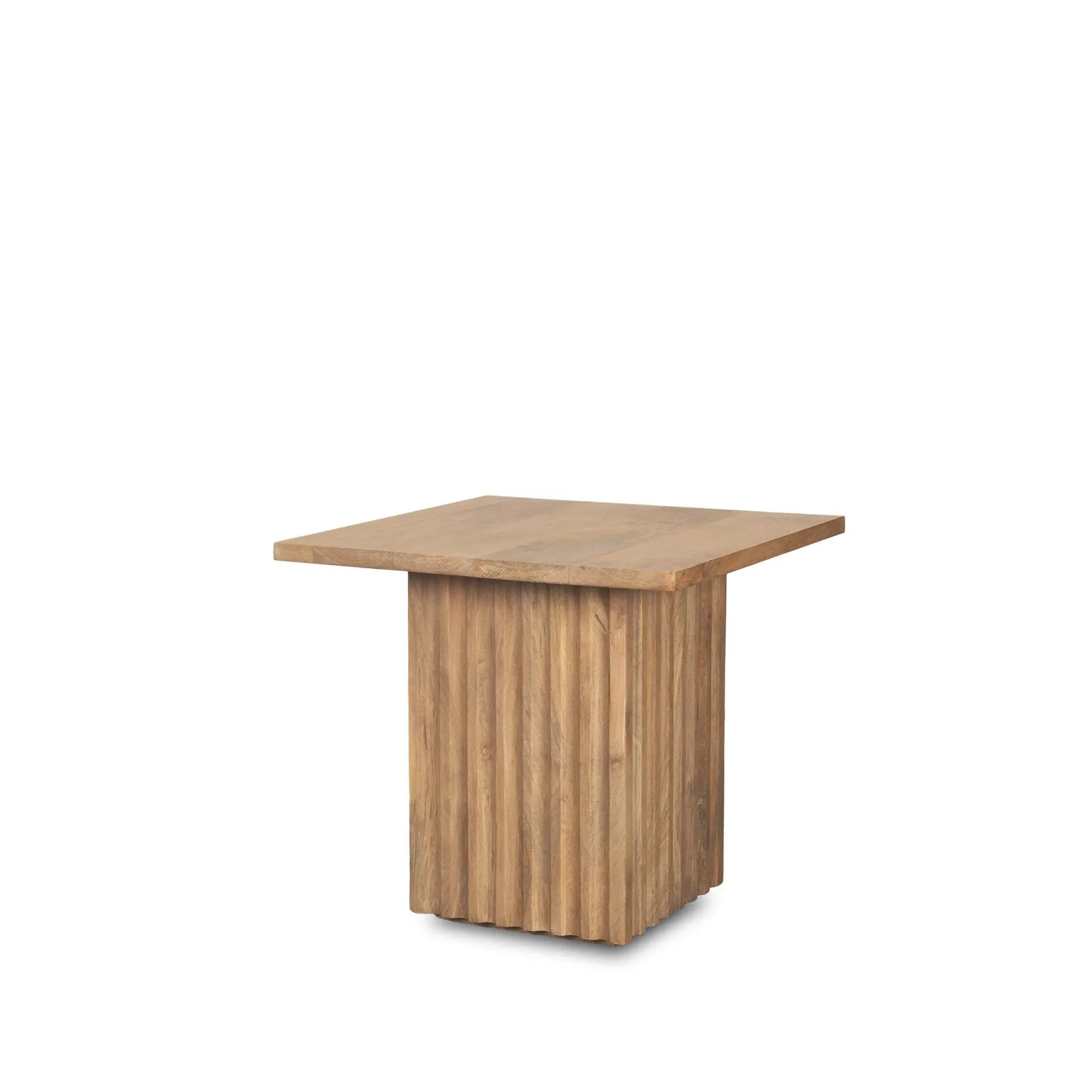 22" Brown Solid Wood Square Block End Table Homeroots Living Room