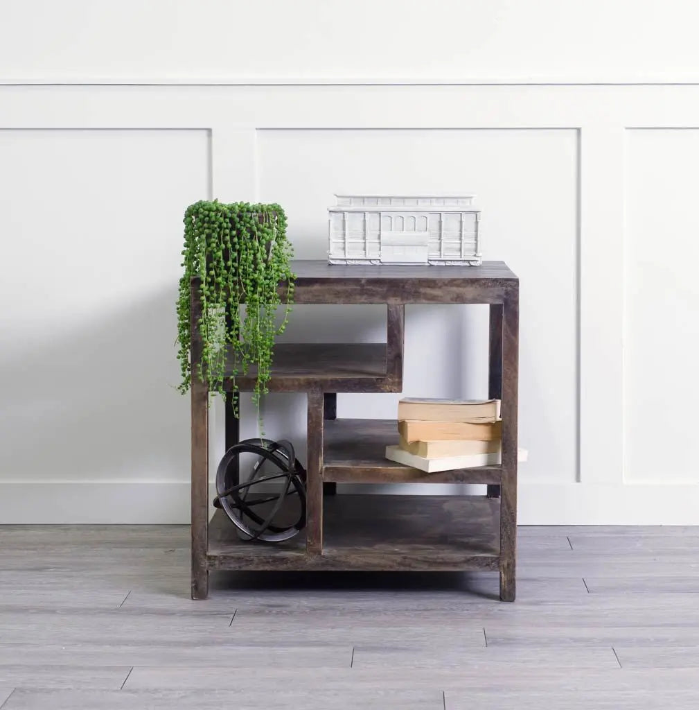 22" Brown Solid Wood Square End Table Homeroots Living Room