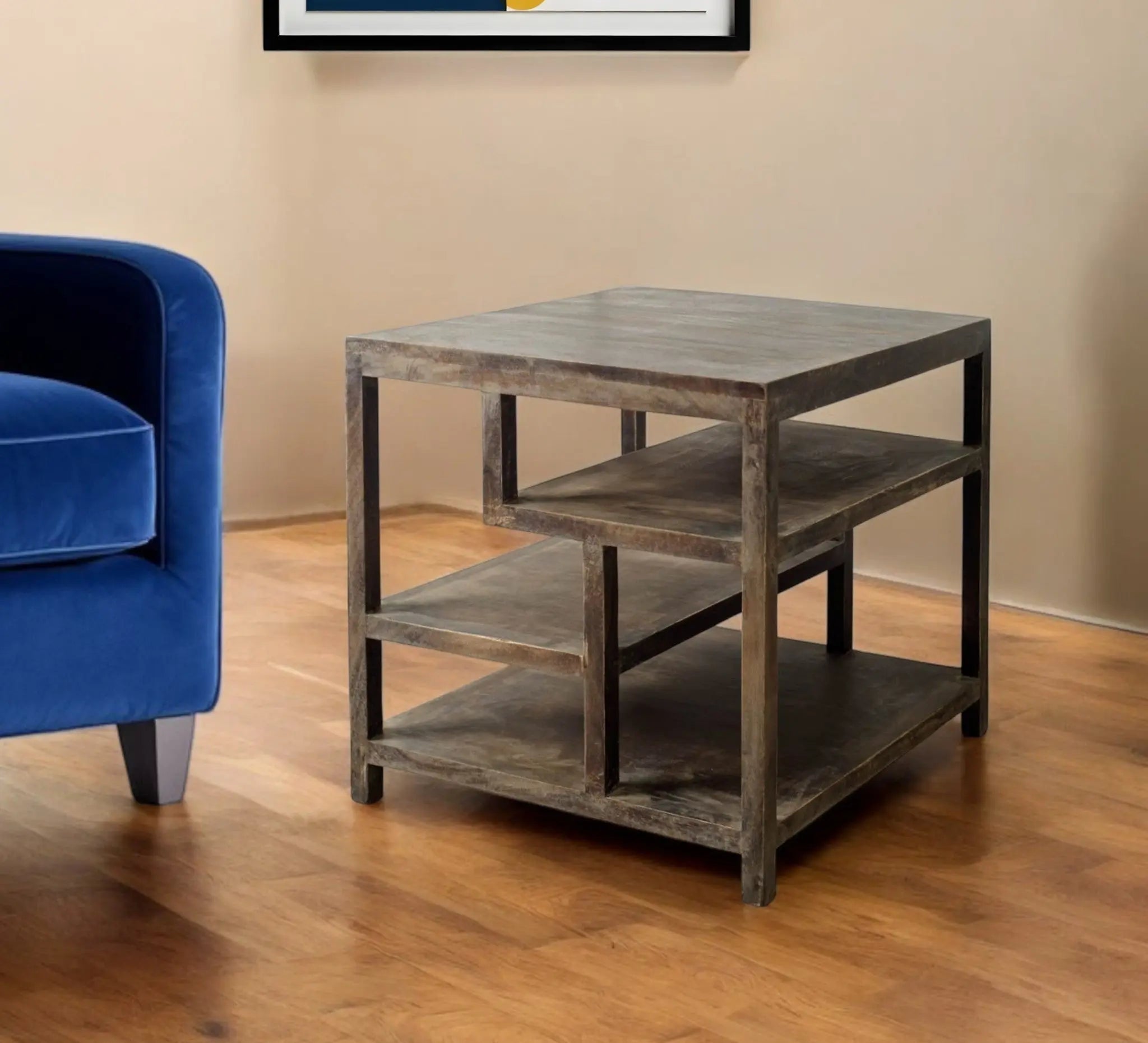 22" Brown Solid Wood Square End Table Homeroots Living Room