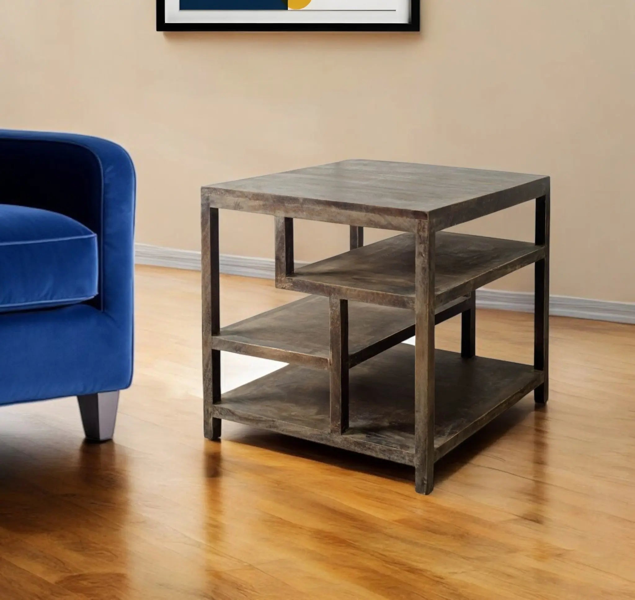 22" Brown Solid Wood Square End Table Homeroots Living Room