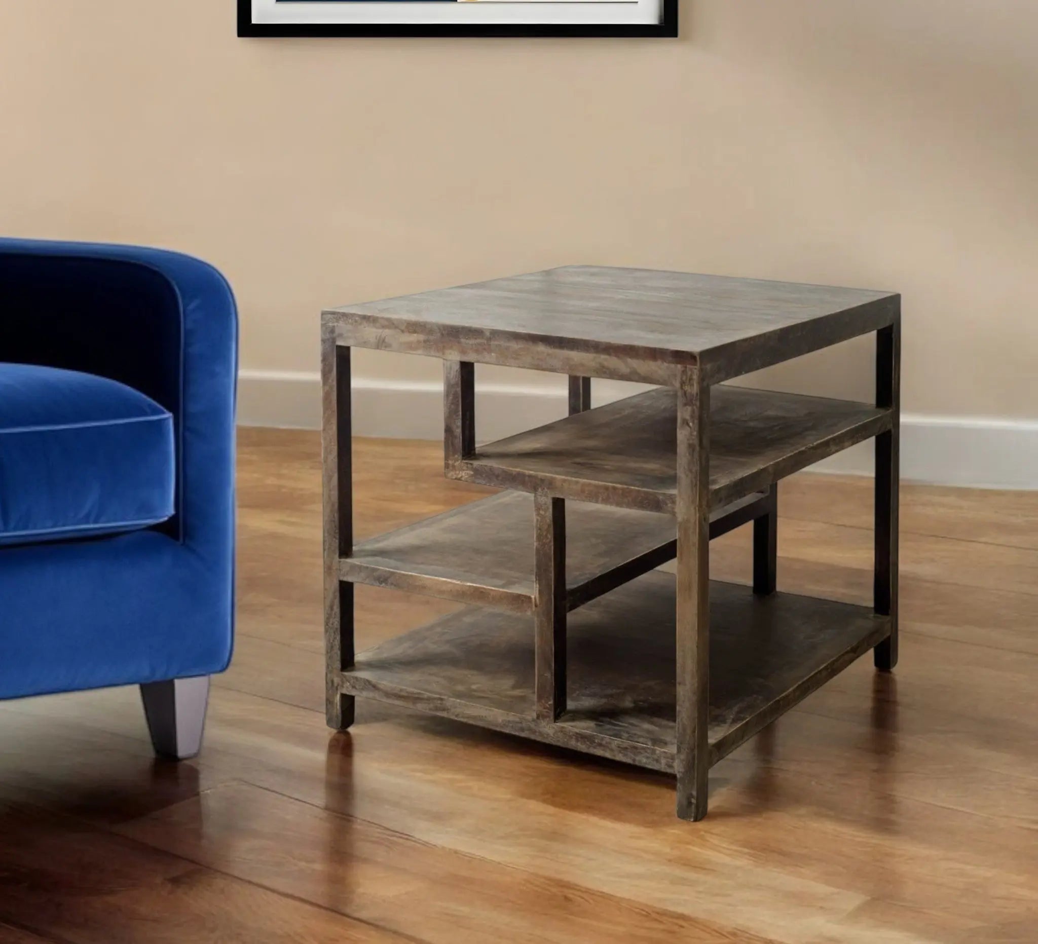 22" Brown Solid Wood Square End Table Homeroots Living Room