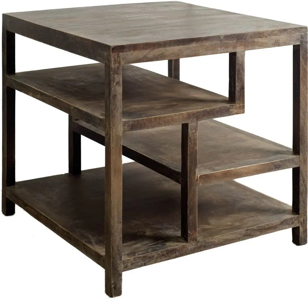 22" Brown Solid Wood Square End Table Homeroots Living Room