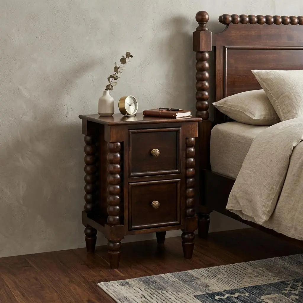 22" Brown Solid Wood Two Drawer Nightstand Homeroots Bed & Bath