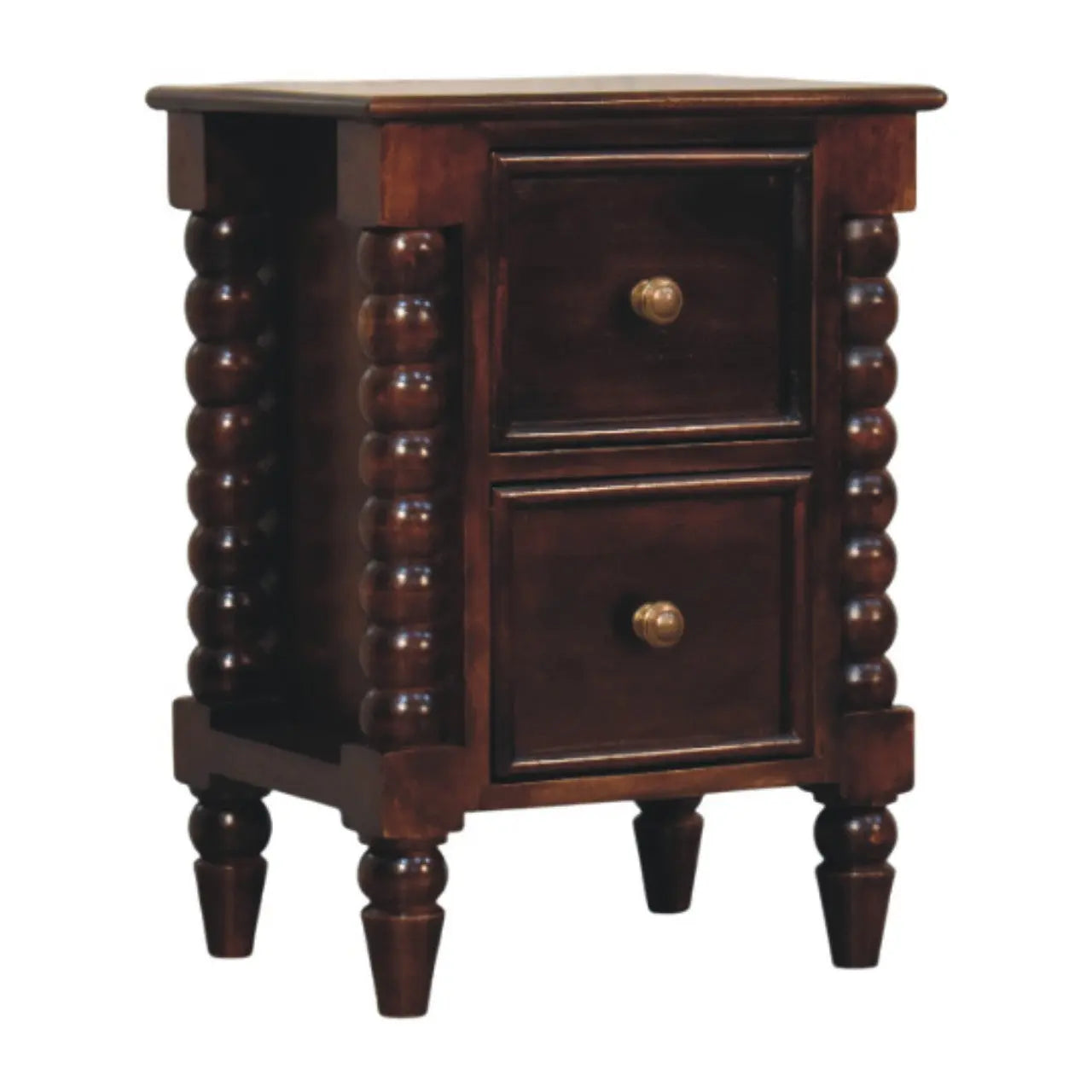 22" Brown Solid Wood Two Drawer Nightstand Homeroots Bed & Bath