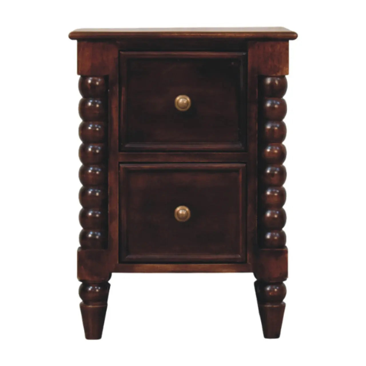22" Brown Solid Wood Two Drawer Nightstand Homeroots Bed & Bath