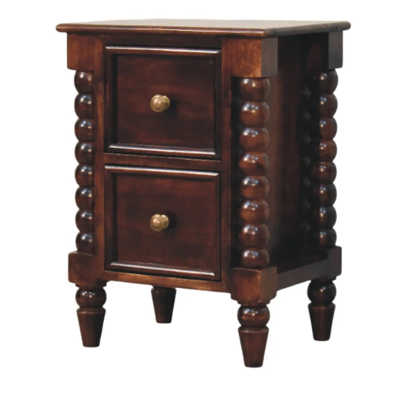 22" Brown Solid Wood Two Drawer Nightstand Homeroots Bed & Bath