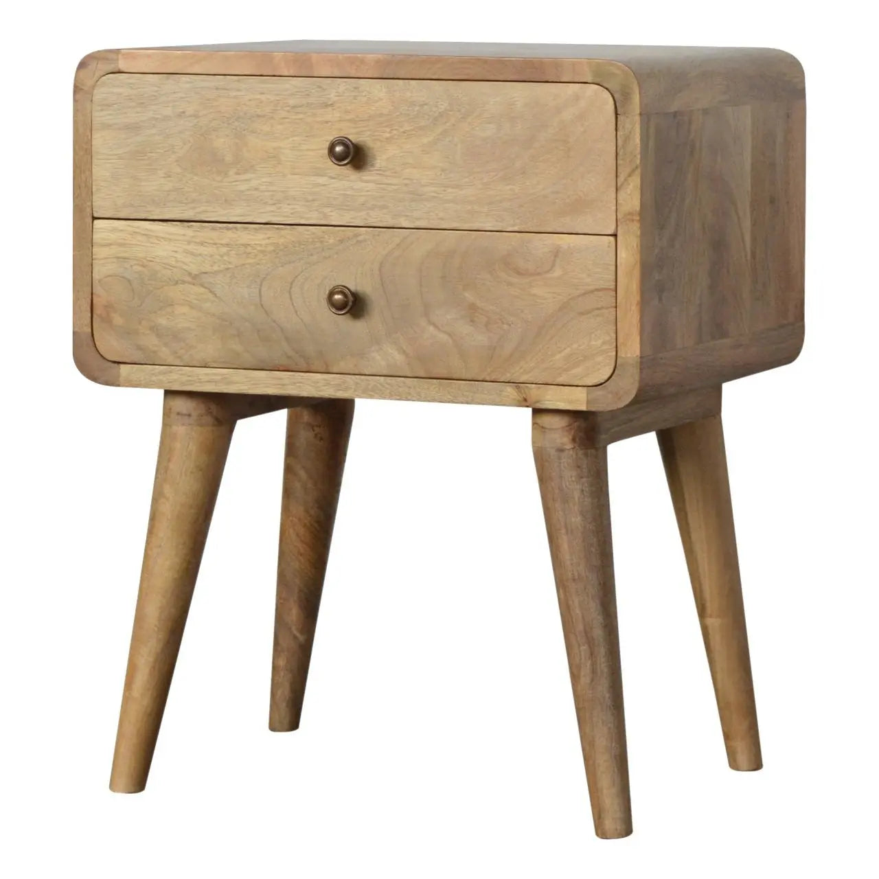 22" Brown Solid Wood Two Drawer Nightstand Homeroots Bed & Bath