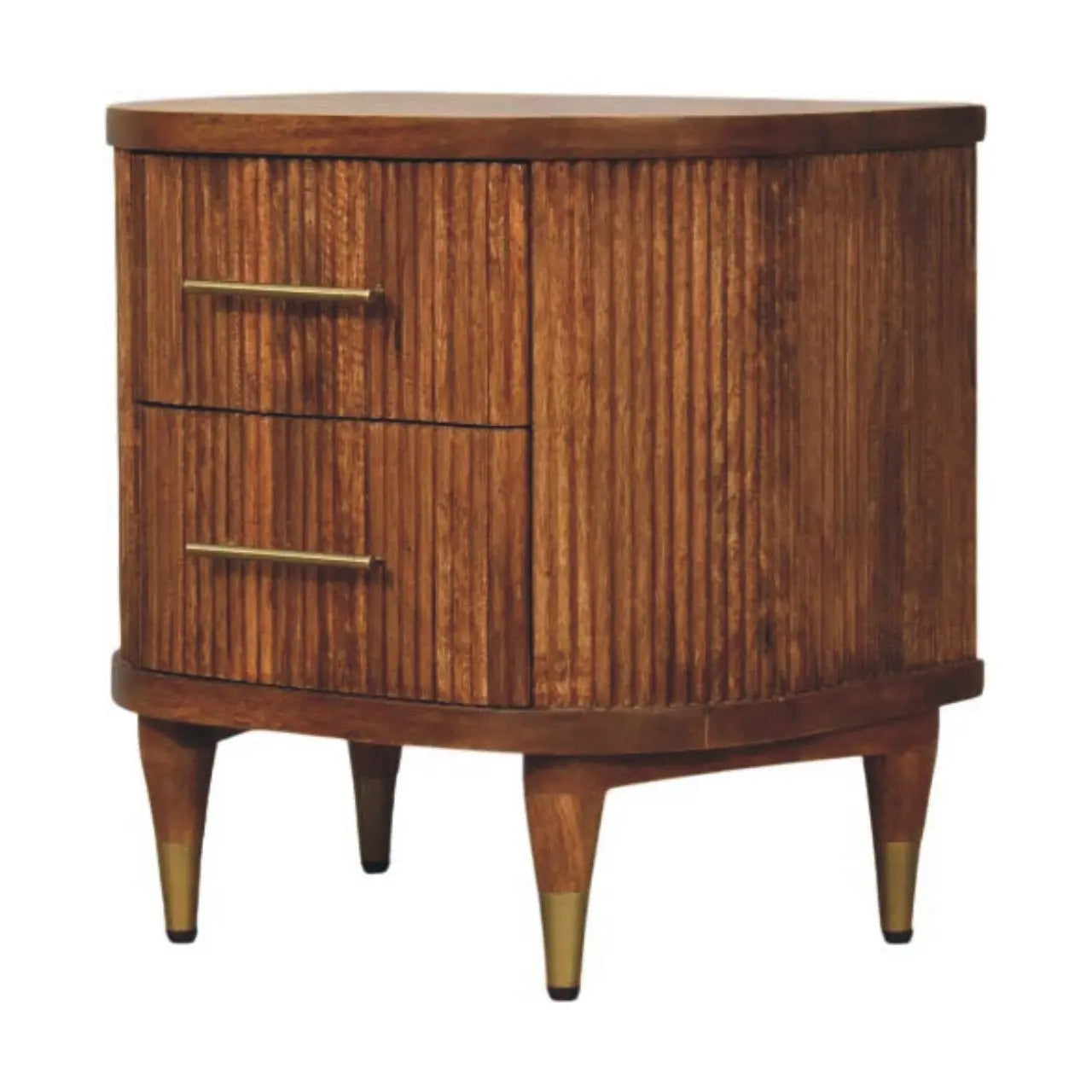 22" Brown Solid Wood Two Drawer Nightstand Homeroots Bed & Bath