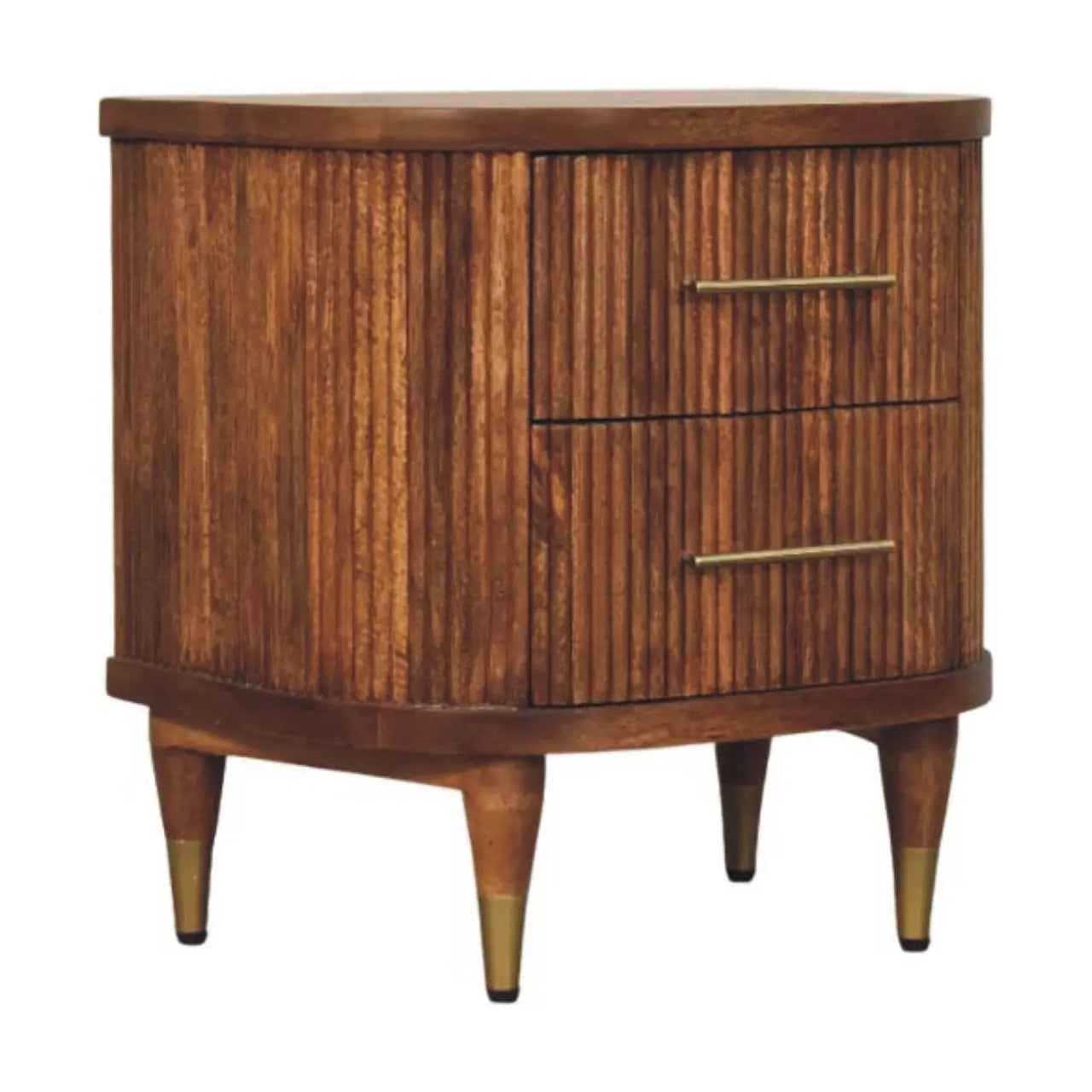 22" Brown Solid Wood Two Drawer Nightstand Homeroots Bed & Bath