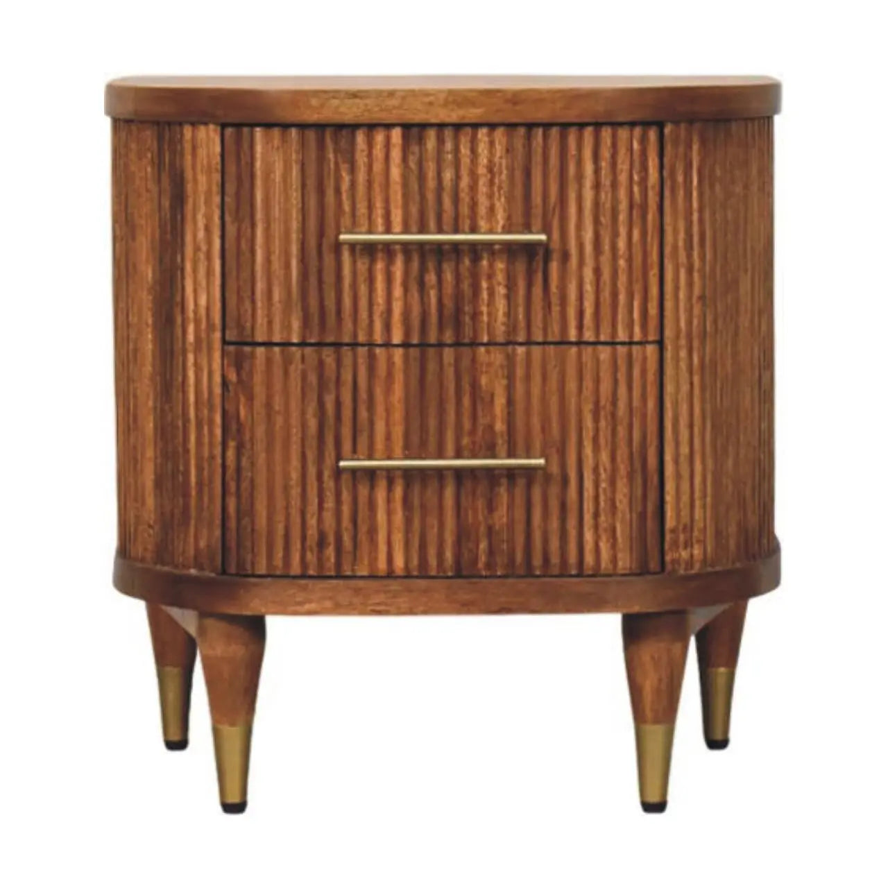 22" Brown Solid Wood Two Drawer Nightstand Homeroots Bed & Bath
