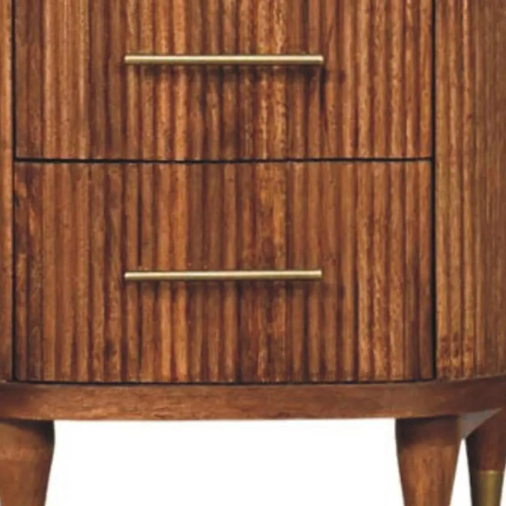 22" Brown Solid Wood Two Drawer Nightstand Homeroots Bed & Bath
