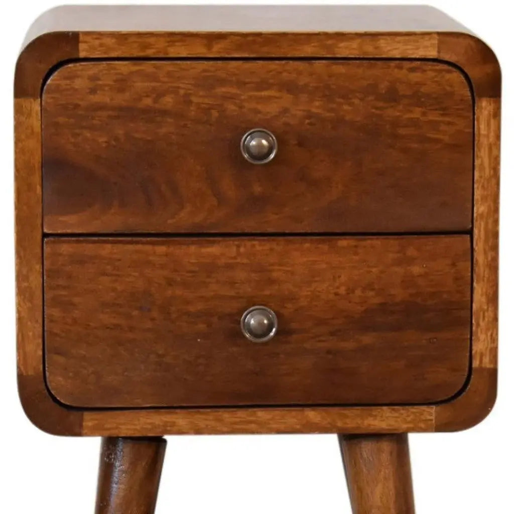 22" Brown Solid Wood Two Drawer Nightstand Homeroots Bed & Bath