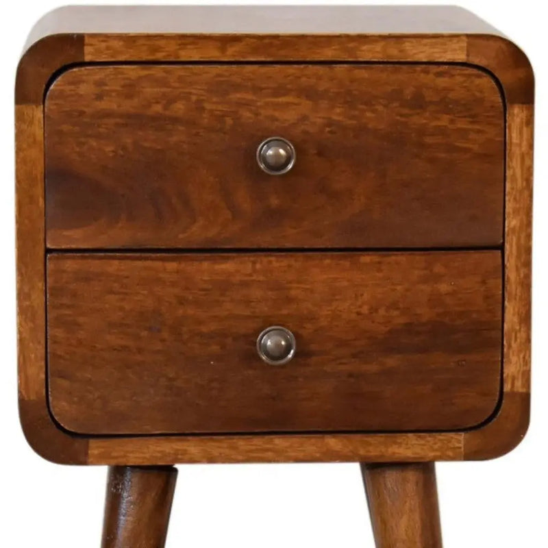 22" Brown Solid Wood Two Drawer Nightstand Homeroots Bed & Bath