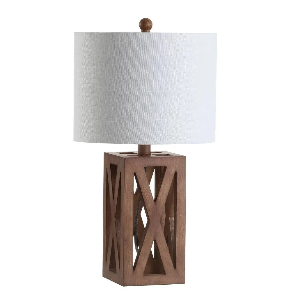 22" Brown Table Lamp With Drum Shade Homeroots Lighting