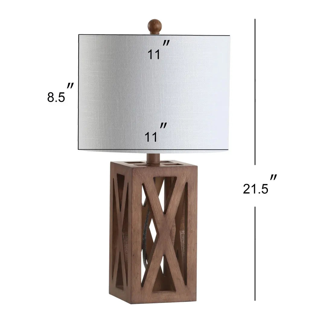 22" Brown Table Lamp With Drum Shade Homeroots Lighting