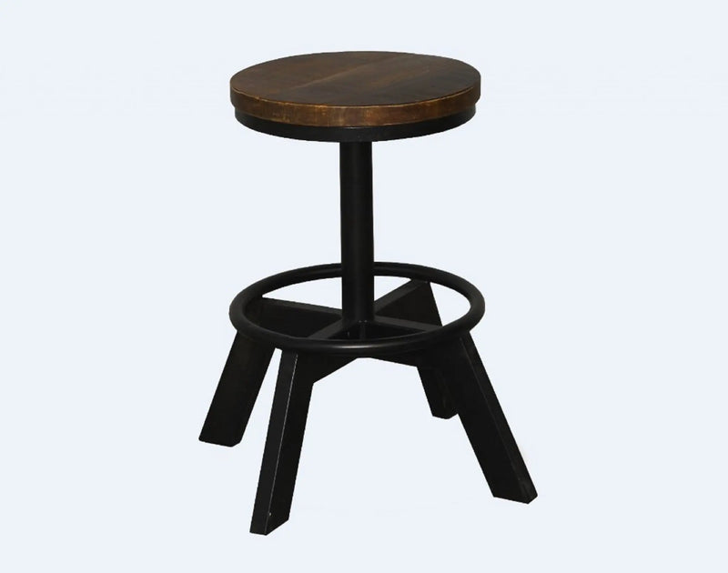22" Brown and Black Solid Wood and Iron Backless Bar Chair Homeroots Living Room
