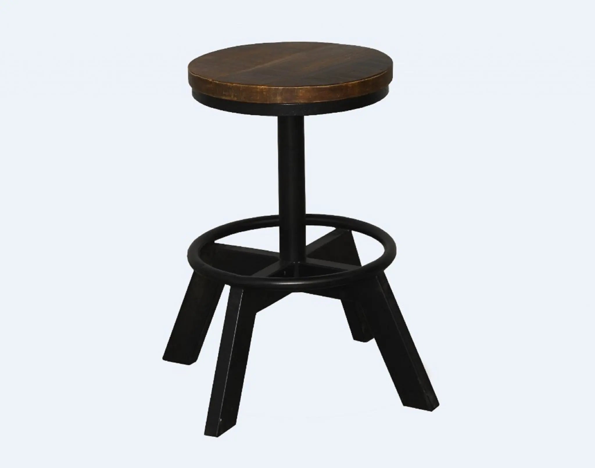 22" Brown and Black Solid Wood and Iron Backless Bar Chair Homeroots Living Room