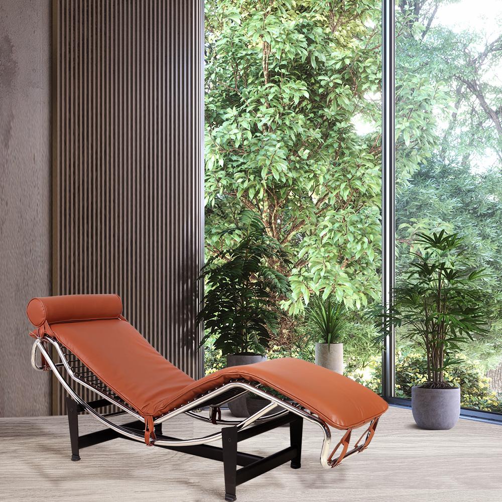 22" Brown and Black Tufted Genuine Cowhide and Metal Lounge Chair And Toss Pillow Homeroots Living Room