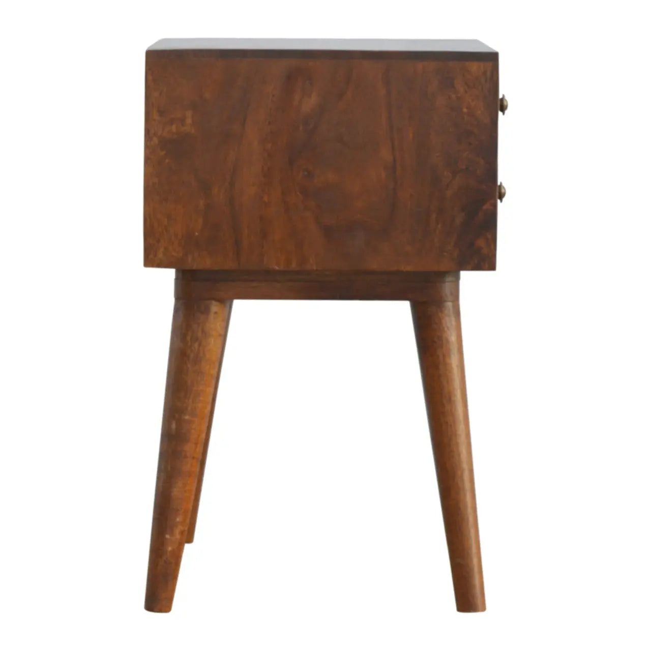 22" Chestnut Solid Wood Geometric Brass Inlay Two Drawer Nightstand Homeroots Bed & Bath