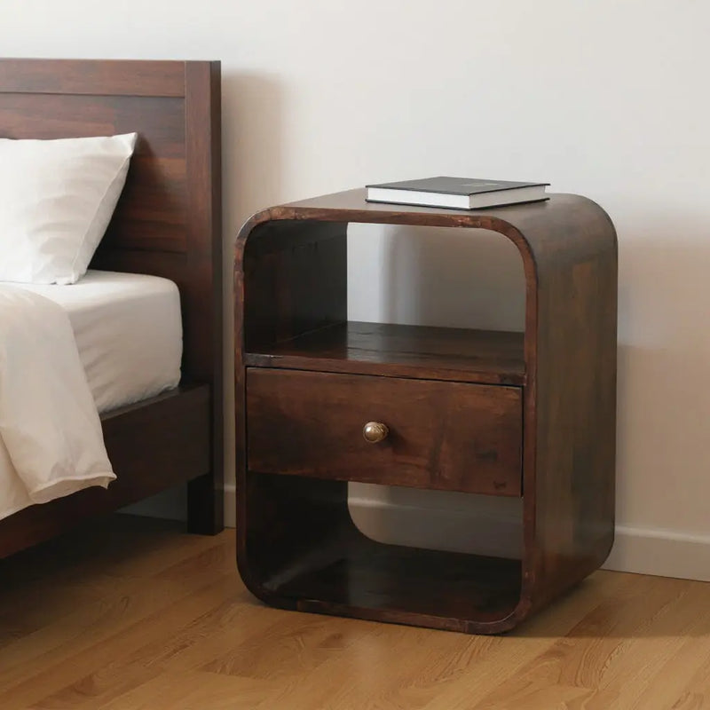 22" Chestnut Solid Wood One Drawer Nightstand Homeroots Bed & Bath