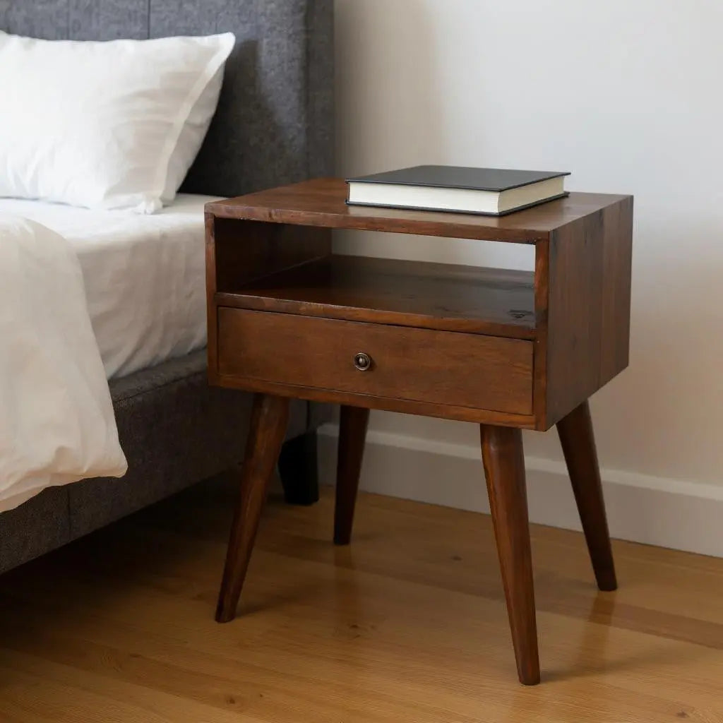 22" Chestnut Solid Wood One Drawer Nightstand Homeroots Bed & Bath