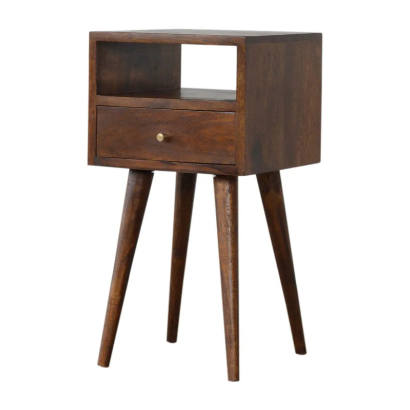 22" Chestnut Solid Wood Square One Drawer Nightstand Homeroots Bed & Bath