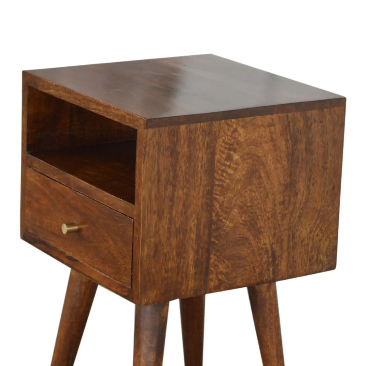 22" Chestnut Solid Wood Square One Drawer Nightstand Homeroots Bed & Bath