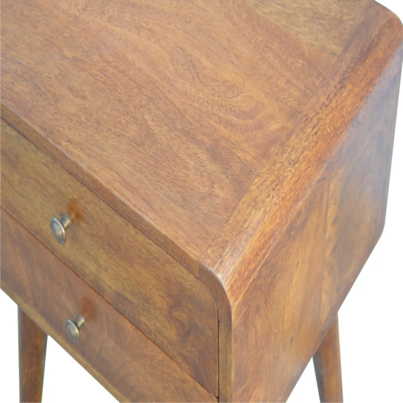 22" Chestnut Solid Wood Two Drawer Nightstand Homeroots Bed & Bath