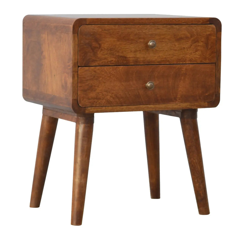 22" Chestnut Solid Wood Two Drawer Nightstand Homeroots Bed & Bath