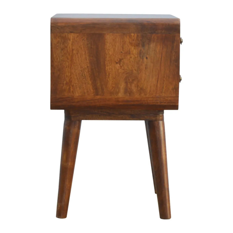 22" Chestnut Solid Wood Two Drawer Nightstand Homeroots Bed & Bath