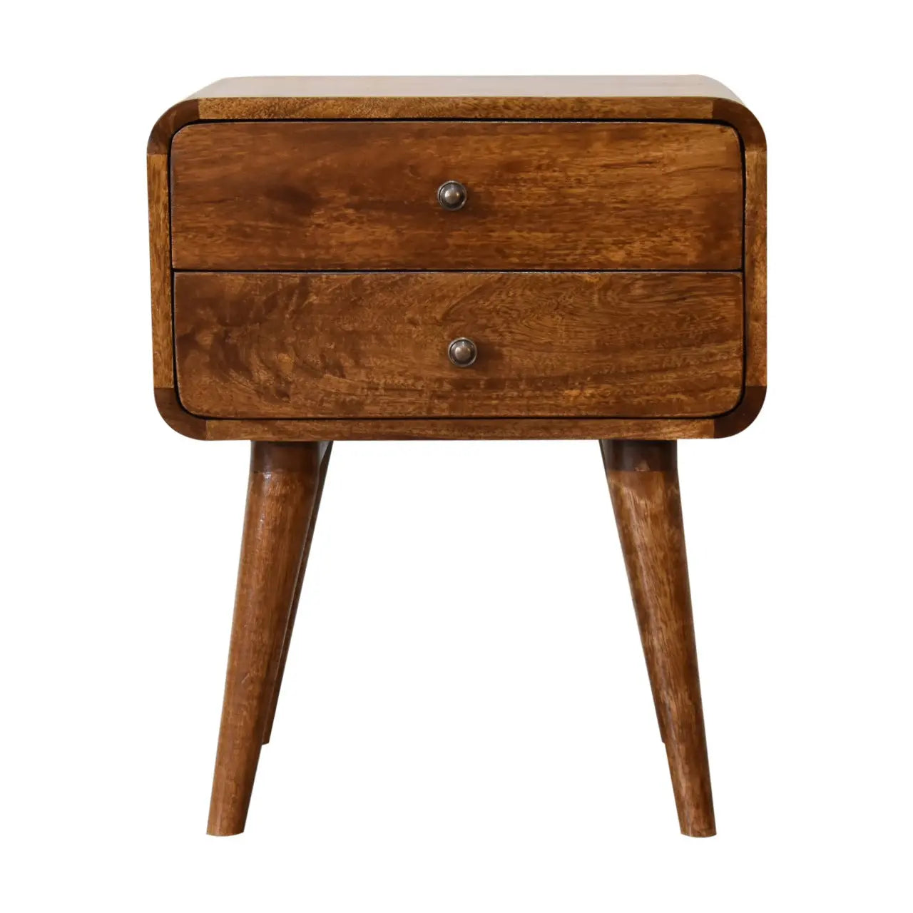 22" Chestnut Solid Wood Two Drawer Nightstand Homeroots Bed & Bath