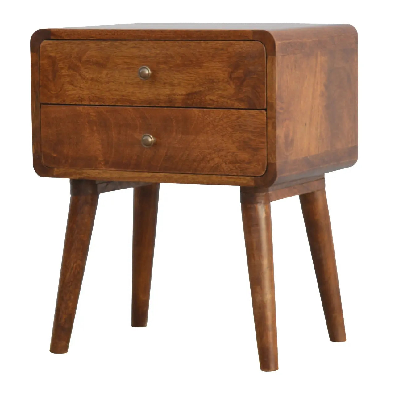 22" Chestnut Solid Wood Two Drawer Nightstand Homeroots Bed & Bath