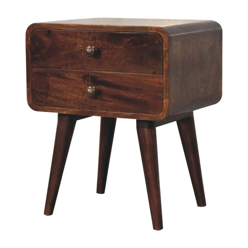 22" Chestnut Solid Wood Two Drawer Nightstand Homeroots Bed & Bath