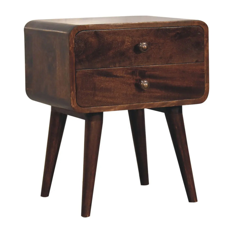 22" Chestnut Solid Wood Two Drawer Nightstand Homeroots Bed & Bath