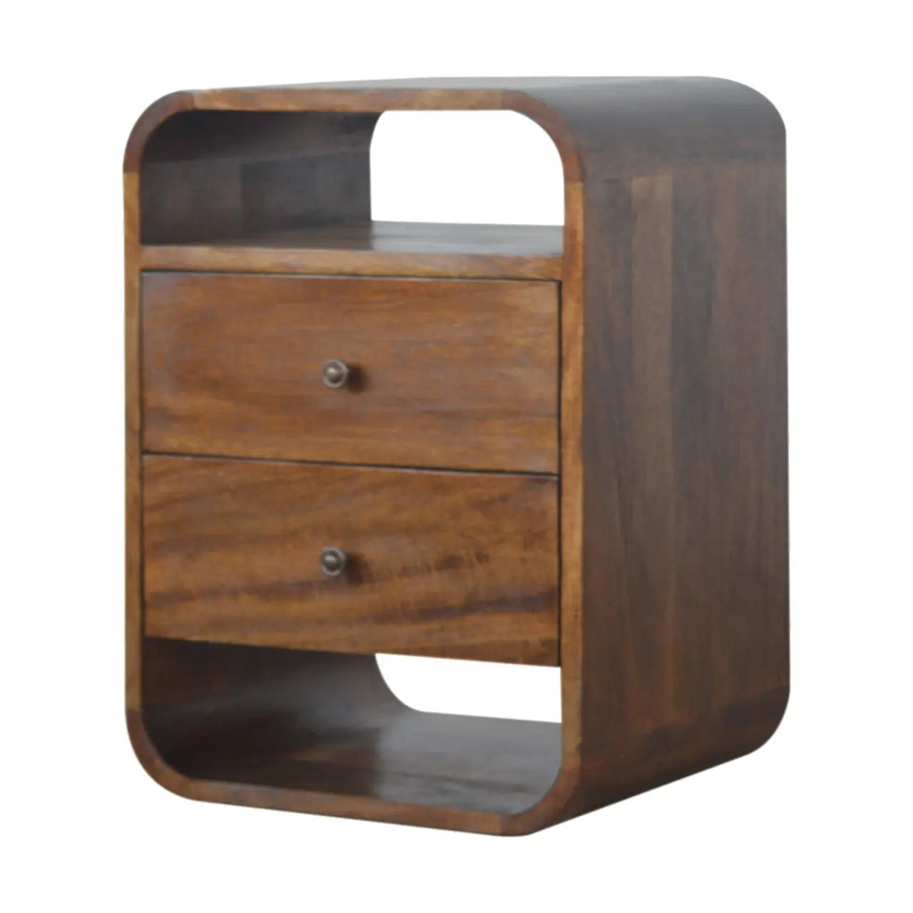 22" Chestnut Solid Wood Two Drawer Nightstand Homeroots Bed & Bath